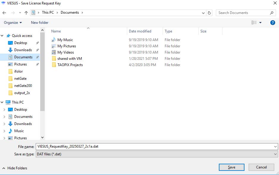 Save request file dialog