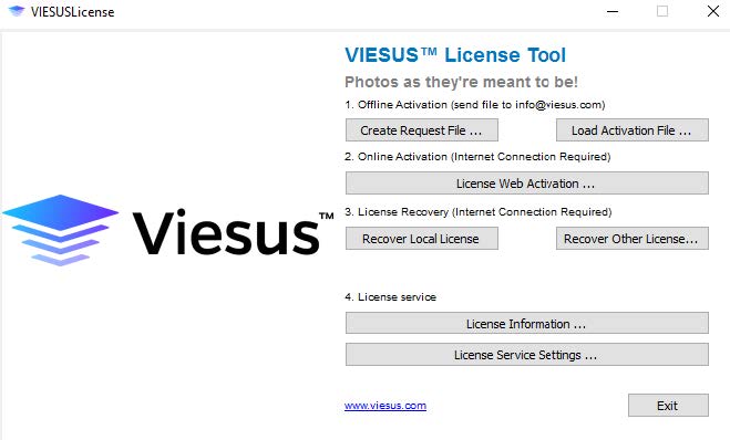 VIESUS License Tool main window