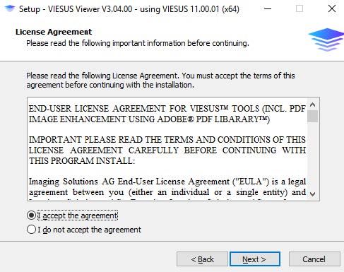 License agreement screen