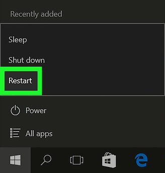 Windows restart menu